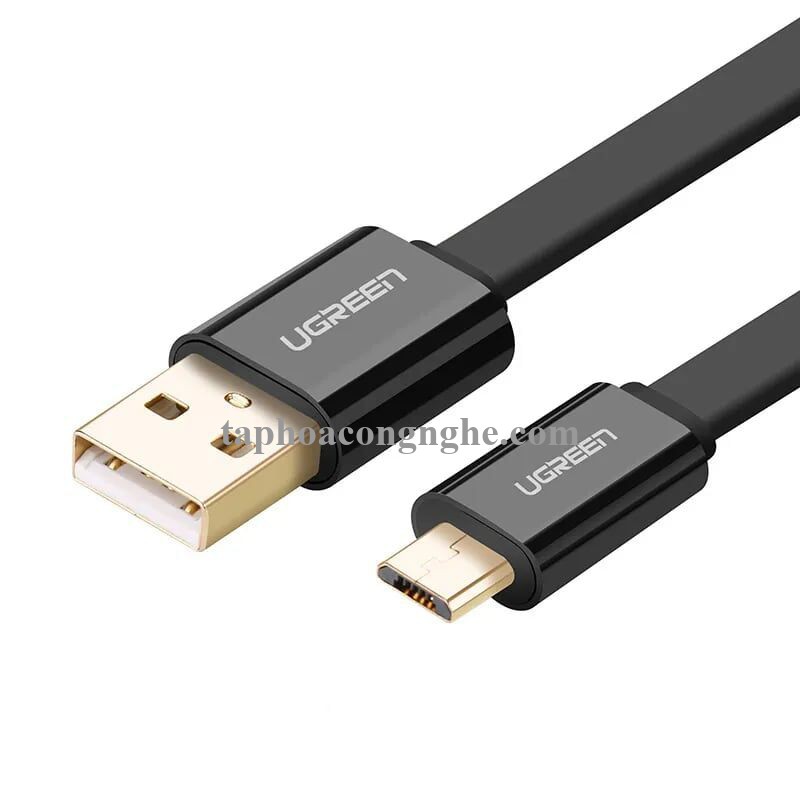 Ugreen 30675 0.5M màu Đen Cáp sạc truyền dữ liệu USB 2.0 sang MICRO USB dáng dẹt US118 30030675